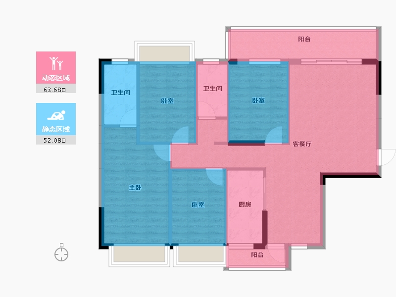 广东省-梅州市-东润华庭-104.48-户型库-动静分区