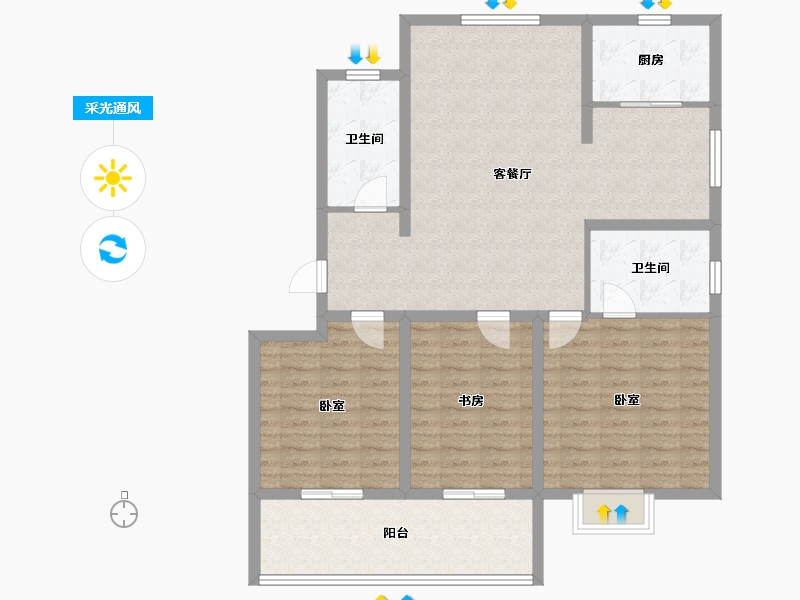 山东省-威海市-祥瑞山海居-112.00-户型库-采光通风