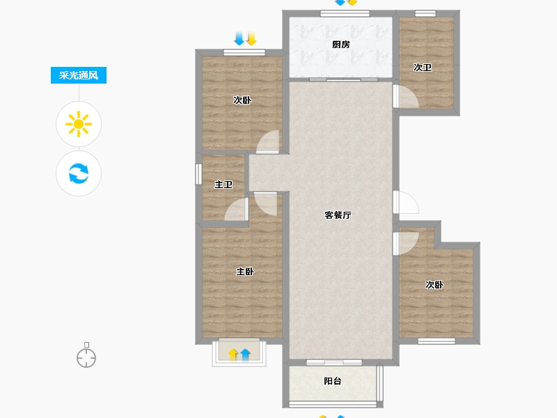 河北省-邢台市-水岸学府-109.63-户型库-采光通风