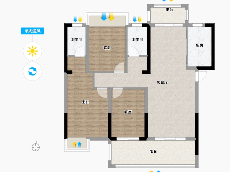 湖北省-黄冈市-书香尚城-101.44-户型库-采光通风