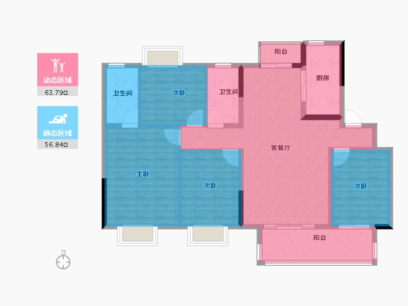 江西省-赣州市-美的爱康公园天下-108.80-户型库-动静分区