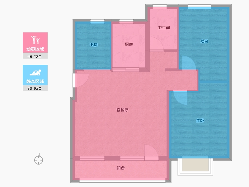 辽宁省-大连市-绿城湖畔合庐-68.00-户型库-动静分区