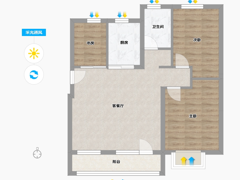 辽宁省-大连市-绿城湖畔合庐-68.00-户型库-采光通风