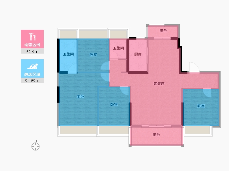 广东省-梅州市-五华碧桂园凤凰城-106.16-户型库-动静分区