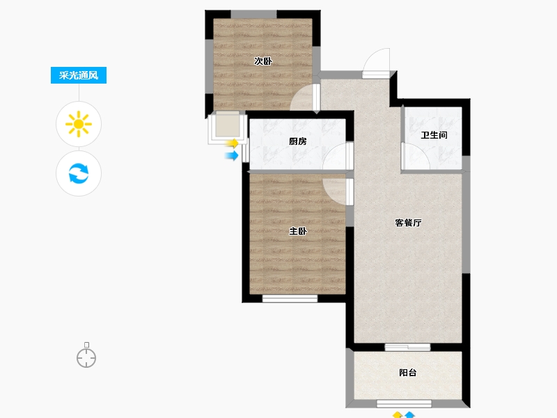 陕西省-宝鸡市-江河·凯旋城-64.17-户型库-采光通风