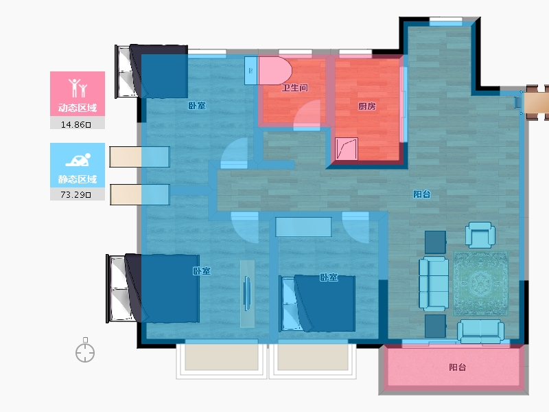 江苏省-淮安市-新城睿园-76.78-户型库-动静分区