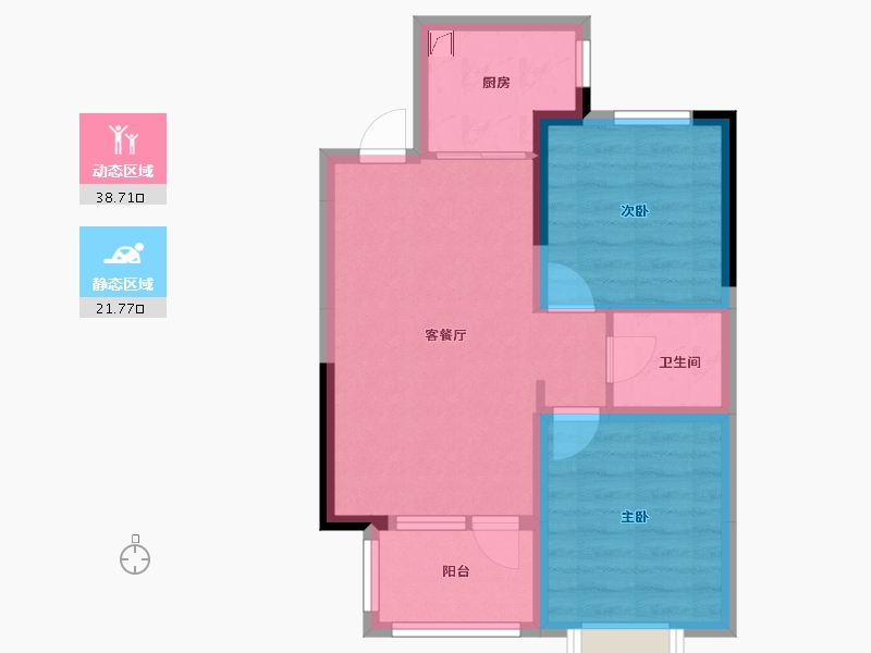 河北省-廊坊市-荣盛桃李观邸-53.29-户型库-动静分区