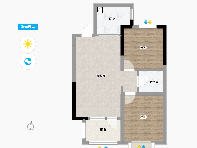 河北省-廊坊市-荣盛桃李观邸-53.29-户型库-采光通风