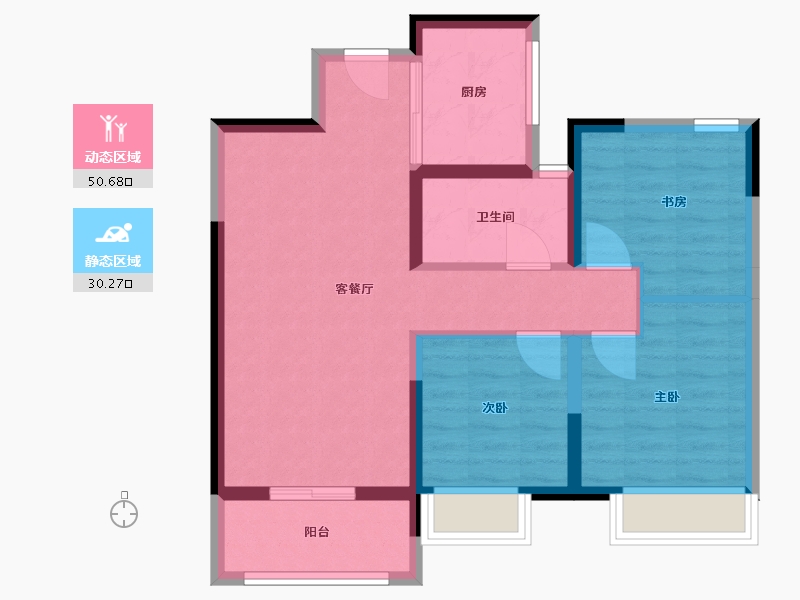 湖北省-鄂州市-万科橙-72.00-户型库-动静分区