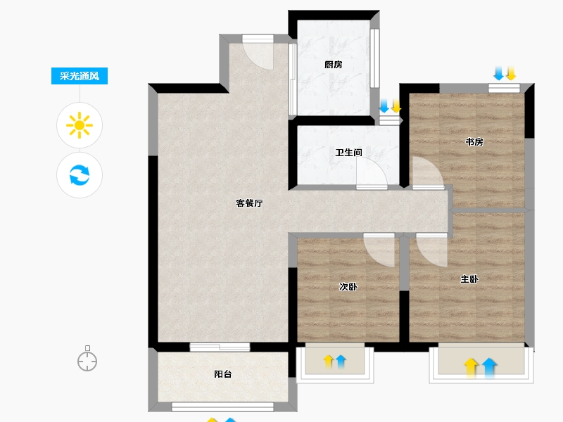 湖北省-鄂州市-万科橙-72.00-户型库-采光通风