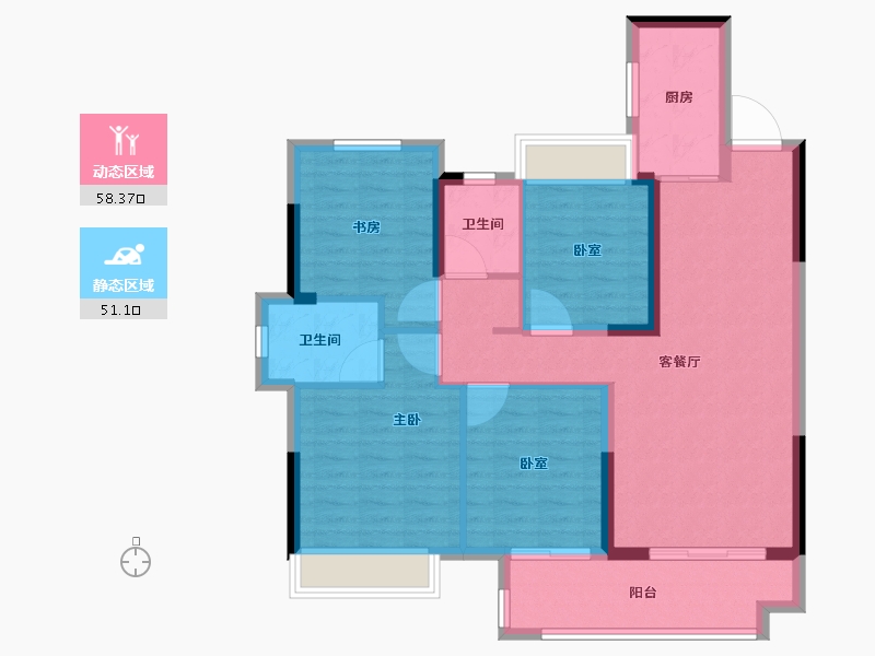 湖南省-株洲市-香江悦府-98.40-户型库-动静分区