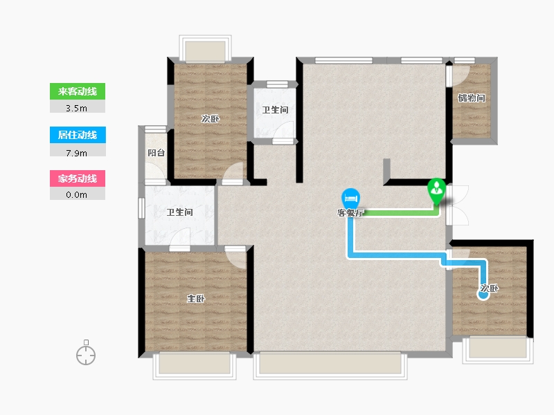 内蒙古自治区-鄂尔多斯市-熙湖明珠-127.38-户型库-动静线