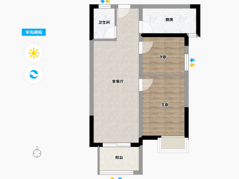 海南省-海口市-绿海花园-52.22-户型库-采光通风