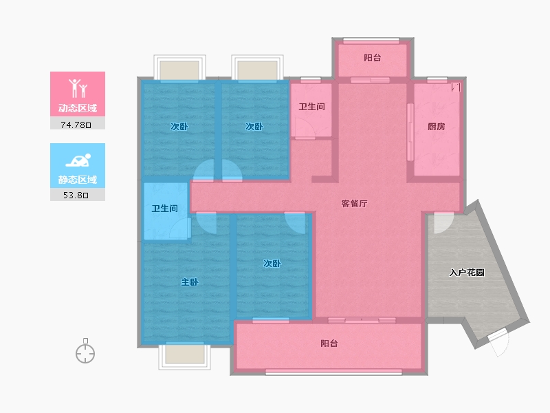 湖南省-永州市-永城·京华雅郡-126.13-户型库-动静分区