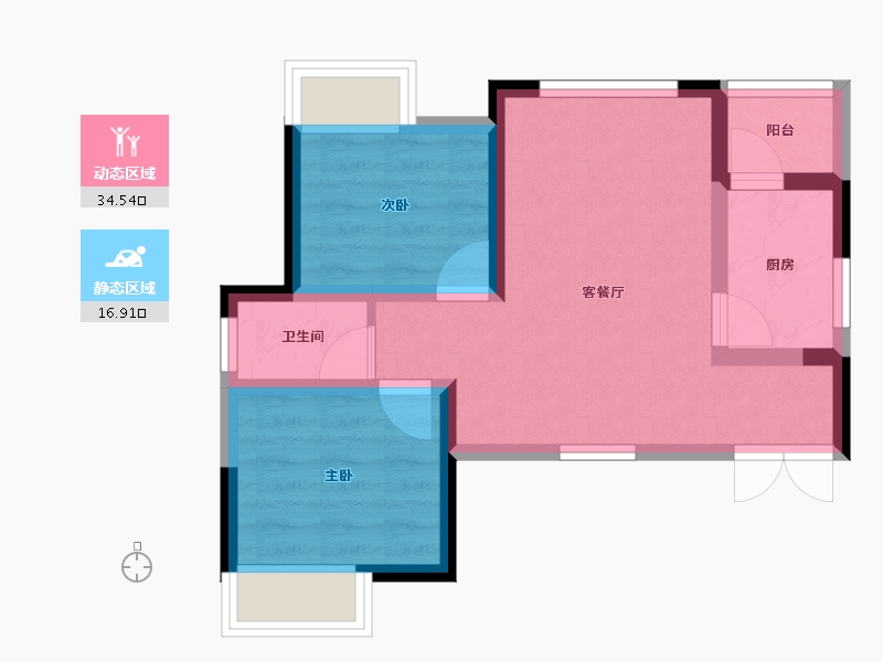 海南省-海口市-绿海花园-44.68-户型库-动静分区