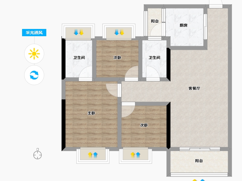 湖北省-黄冈市-武汉恒大国际旅游城-87.21-户型库-采光通风