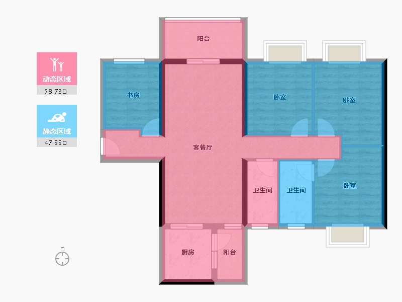 广东省-湛江市-科恒荟景湾-94.47-户型库-动静分区