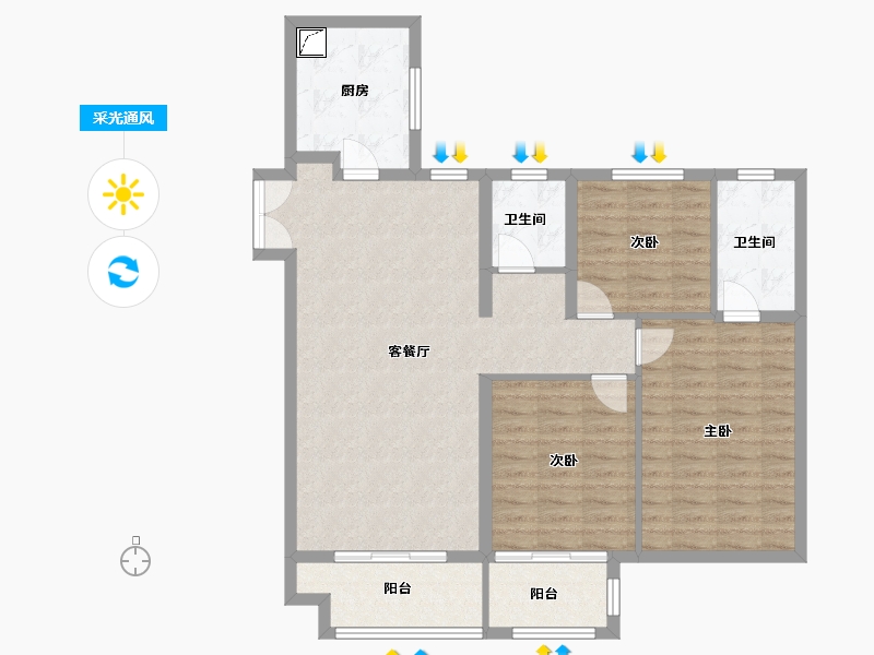 河北省-廊坊市-远洋光华城-100.00-户型库-采光通风