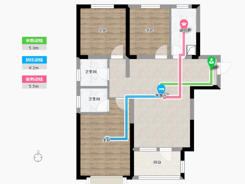 河北省-廊坊市-荣盛桃李观邸-75.50-户型库-动静线