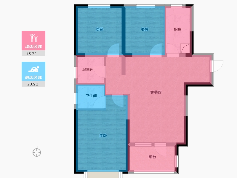 河北省-廊坊市-荣盛桃李观邸-75.50-户型库-动静分区