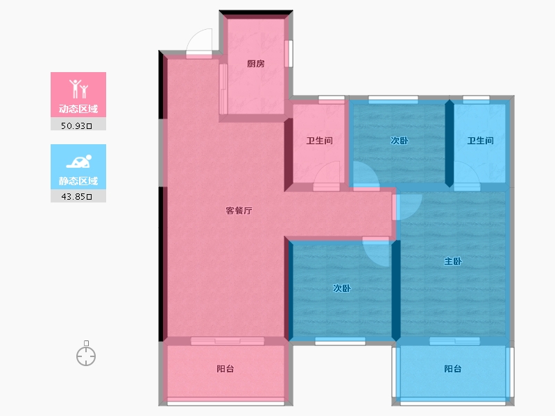 湖南省-衡阳市-保利阅江台-83.33-户型库-动静分区