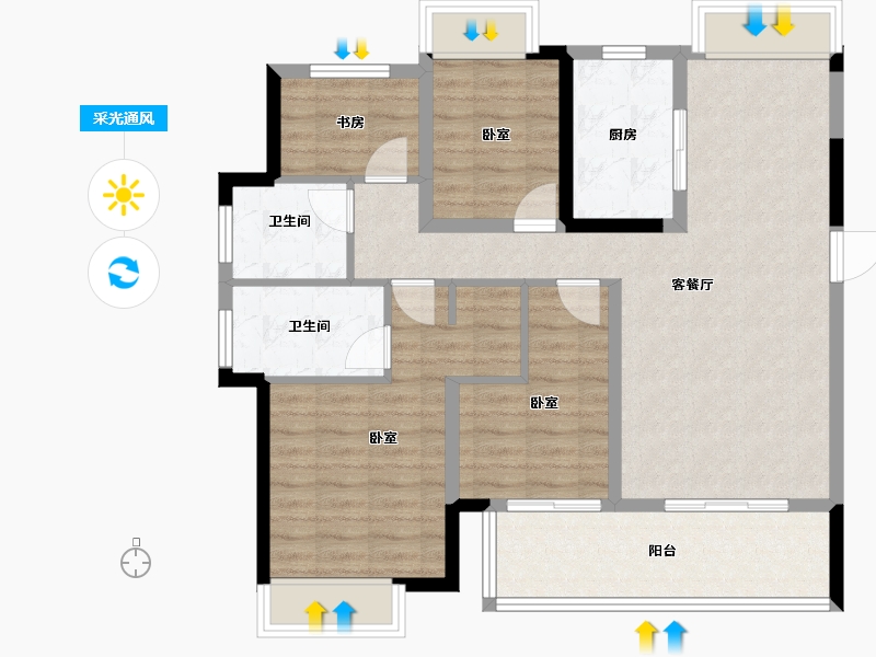 湖南省-株洲市-锦艺锦湘悦-95.14-户型库-采光通风