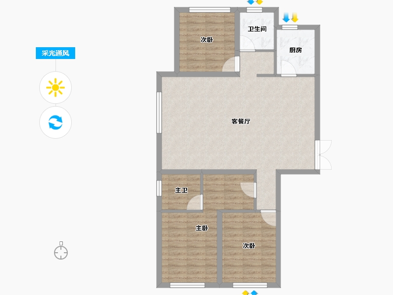 新疆维吾尔自治区-乌鲁木齐市-和瑞悦府-88.10-户型库-采光通风