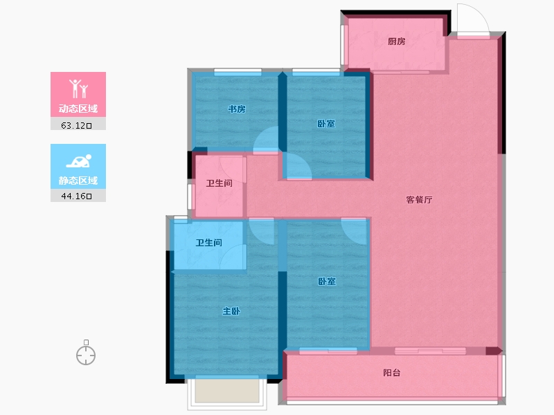 湖南省-株洲市-旭辉湘江汇-96.52-户型库-动静分区