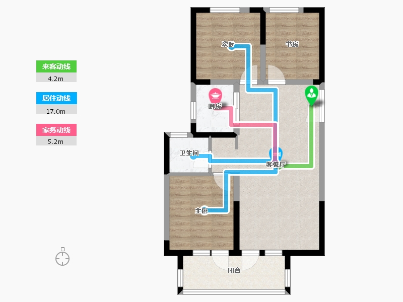 河北省-廊坊市-荣盛桃李观邸-71.88-户型库-动静线