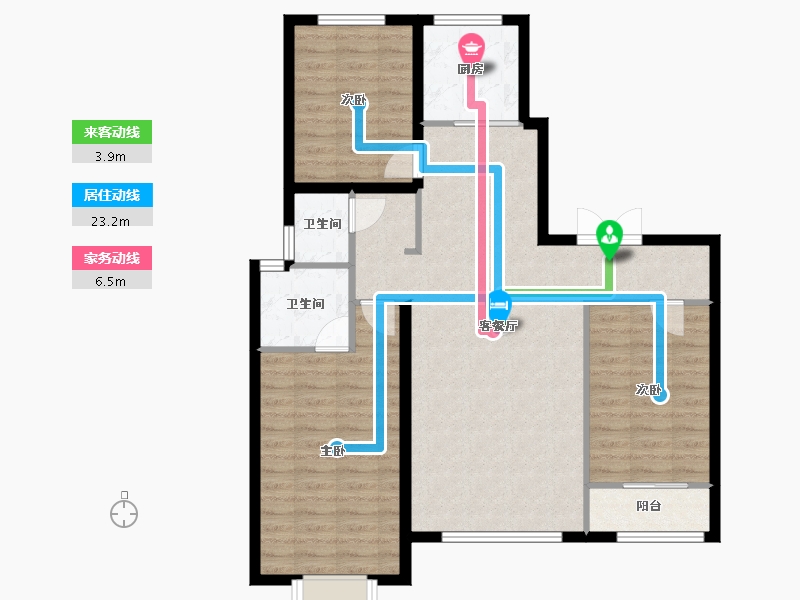 内蒙古自治区-鄂尔多斯市-鑫通城书香院-95.88-户型库-动静线