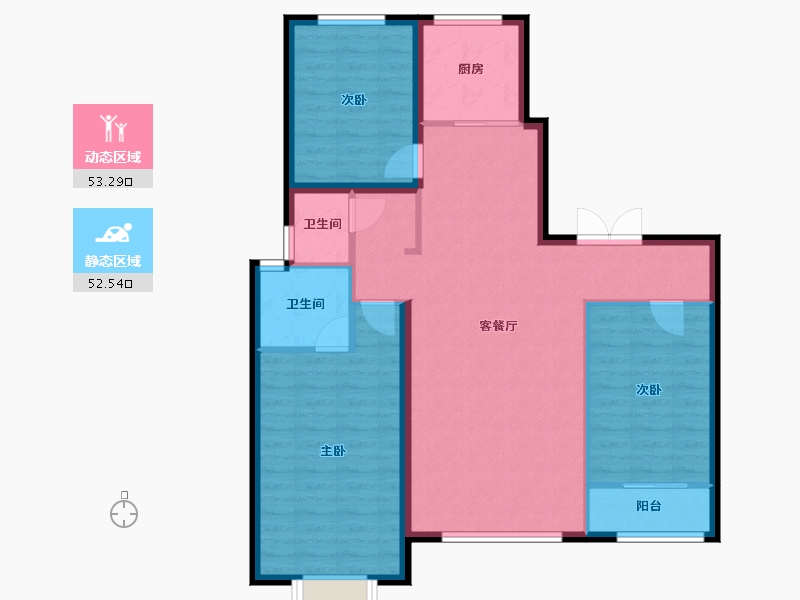 内蒙古自治区-鄂尔多斯市-鑫通城书香院-95.88-户型库-动静分区