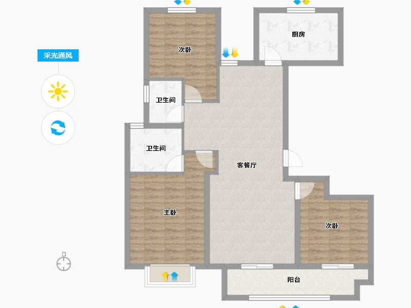 河南省-安阳市-​国泰瓴秀新城-100.50-户型库-采光通风