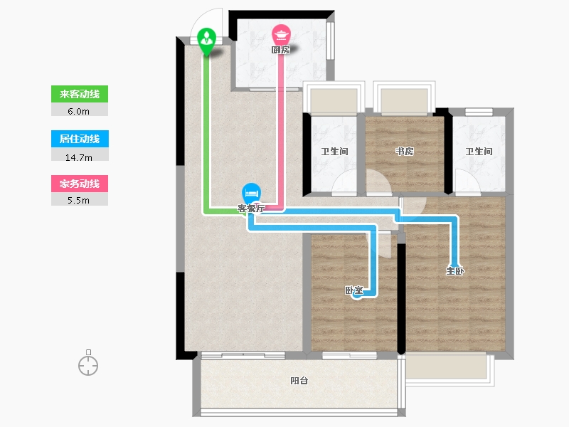 湖南省-株洲市-旭辉湘江汇-88.24-户型库-动静线