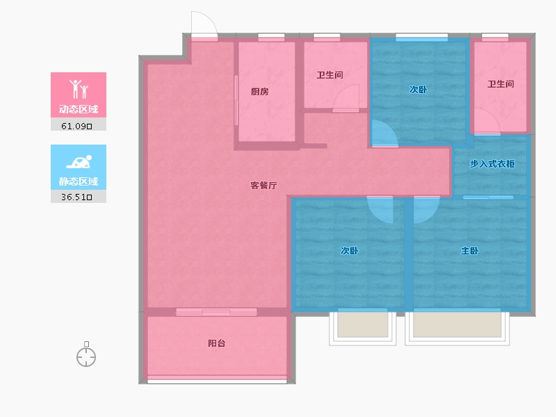 河南省-安阳市-​丛台金榕湾-87.21-户型库-动静分区