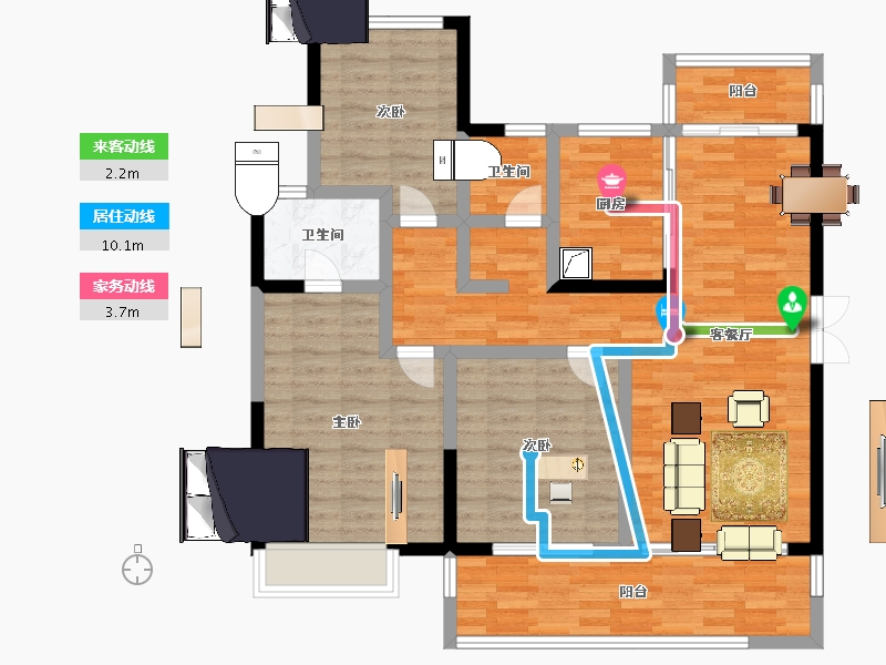 江苏省-淮安市-新城睿园-98.72-户型库-动静线