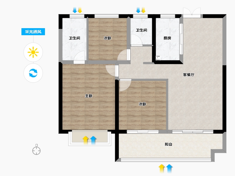 安徽省-安庆市-万达广场天空之城-92.28-户型库-采光通风