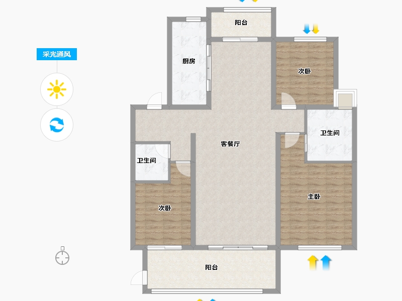 海南省-海口市-富力首府-133.43-户型库-采光通风