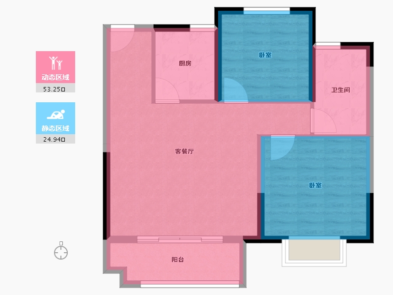 河南省-安阳市-​国泰瓴秀新城-70.50-户型库-动静分区