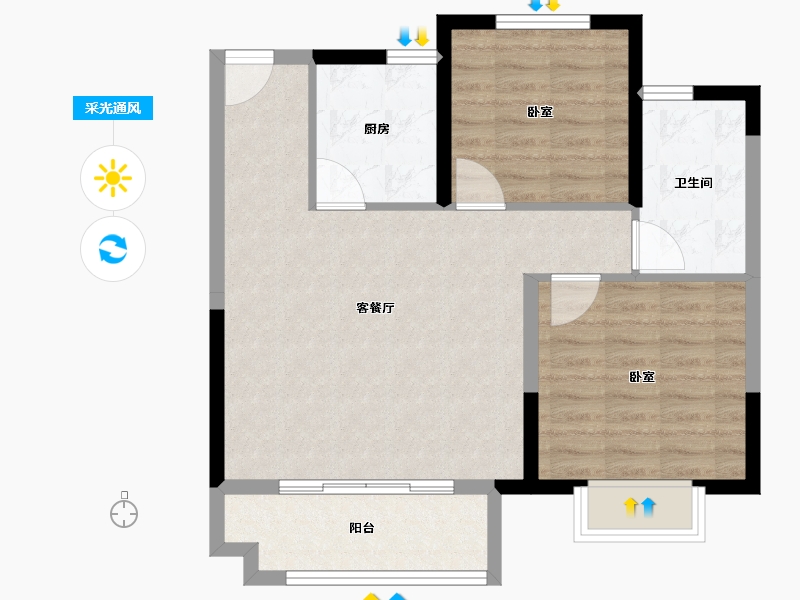 河南省-安阳市-​国泰瓴秀新城-70.50-户型库-采光通风