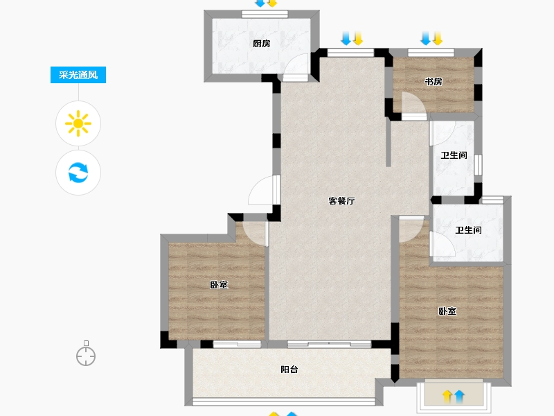 湖南省-株洲市-锦艺锦湘悦-85.02-户型库-采光通风