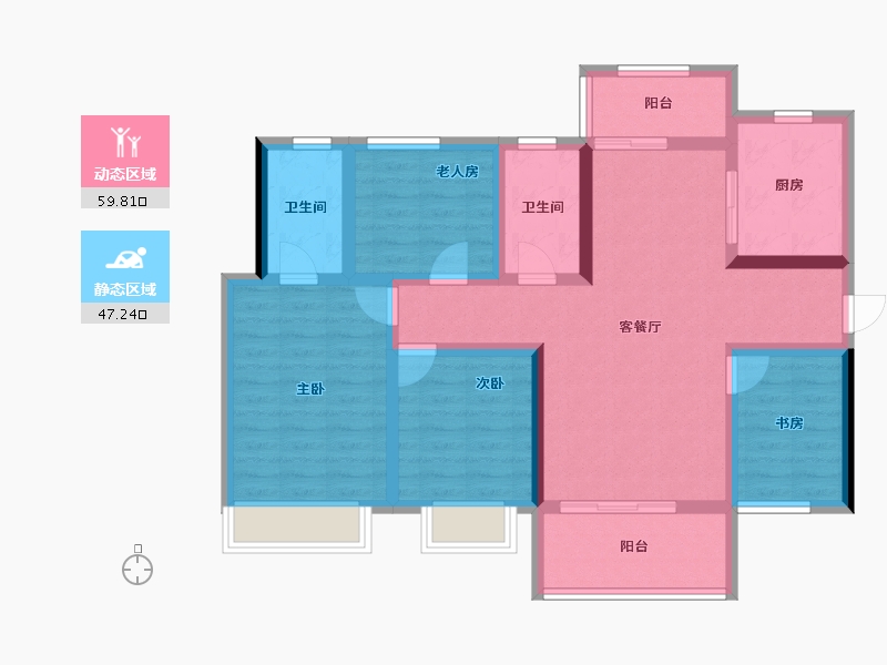 湖南省-衡阳市-保利阅江台-94.03-户型库-动静分区