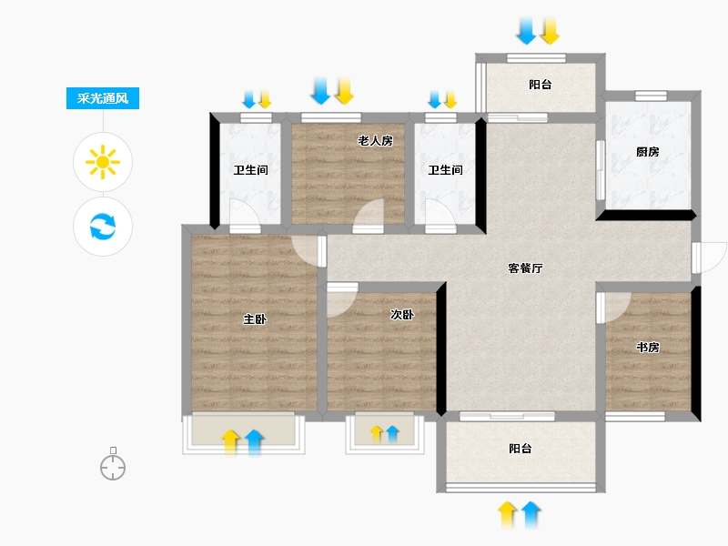 湖南省-衡阳市-保利阅江台-94.03-户型库-采光通风