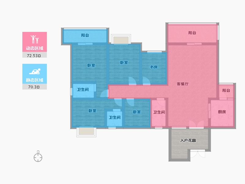 贵州省-黔西南布依族苗族自治州-冠德华庭-135.00-户型库-动静分区