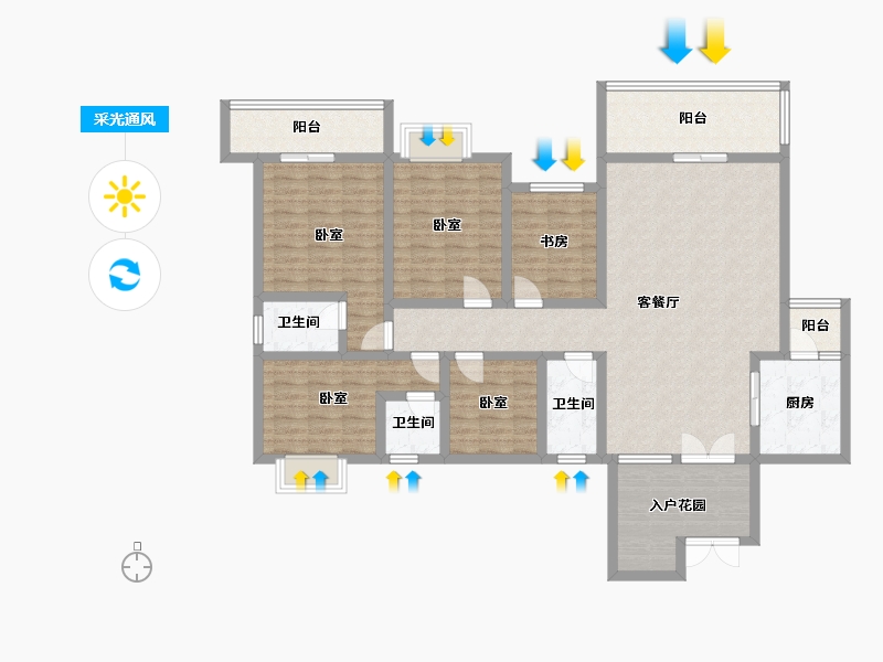 贵州省-黔西南布依族苗族自治州-冠德华庭-135.00-户型库-采光通风