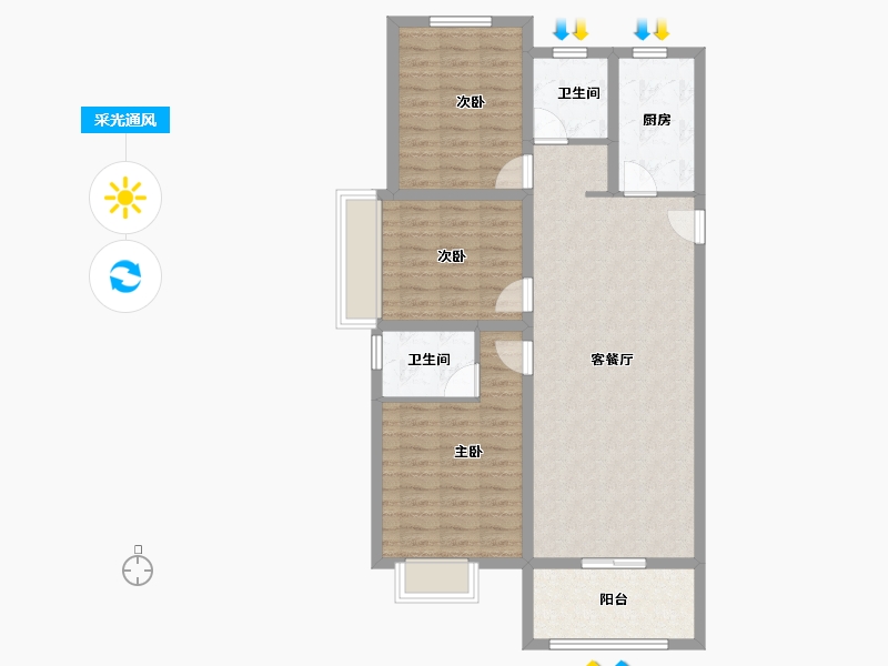 河南省-安阳市-​丛台金榕湾-92.00-户型库-采光通风