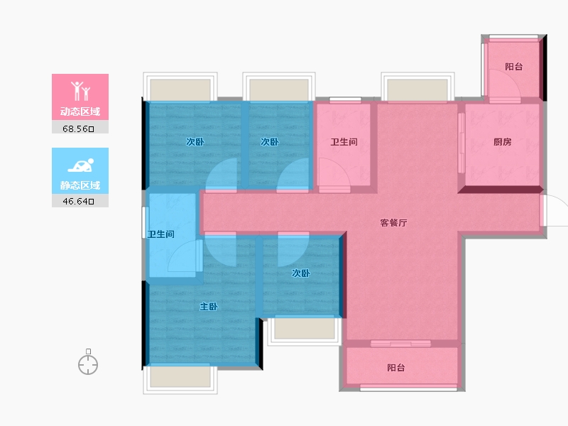 湖北省-黄冈市-武汉恒大世纪梦幻城-101.60-户型库-动静分区