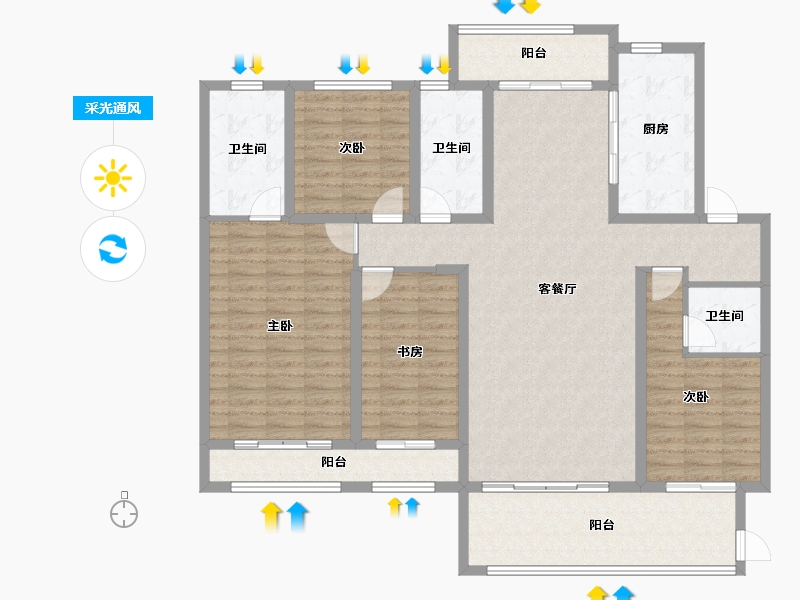 海南省-海口市-富力首府-148.09-户型库-采光通风