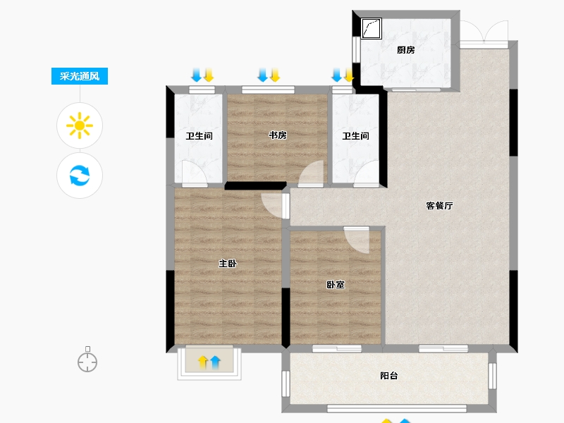 湖北省-黄冈市-中港水岸新城-94.41-户型库-采光通风