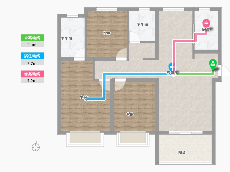 河南省-安阳市-​丛台金榕湾-92.80-户型库-动静线