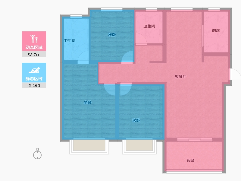 河南省-安阳市-​丛台金榕湾-92.80-户型库-动静分区